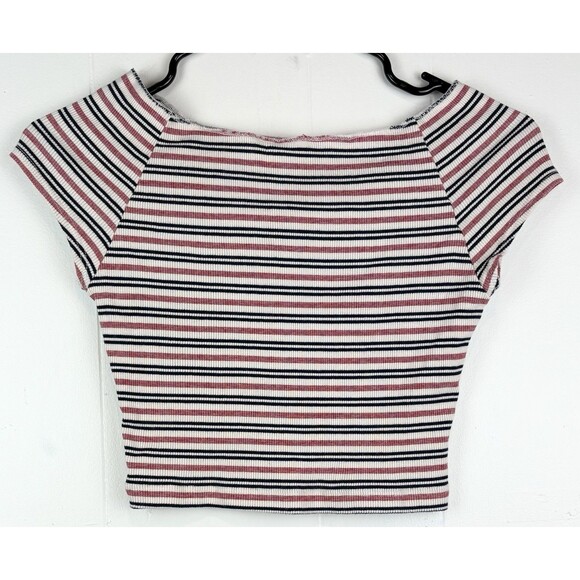 Brandy Melville Striped Red Navy Blue Ellery Crop Top Y2K Indie, Small, One Size - Picture 1 of 8